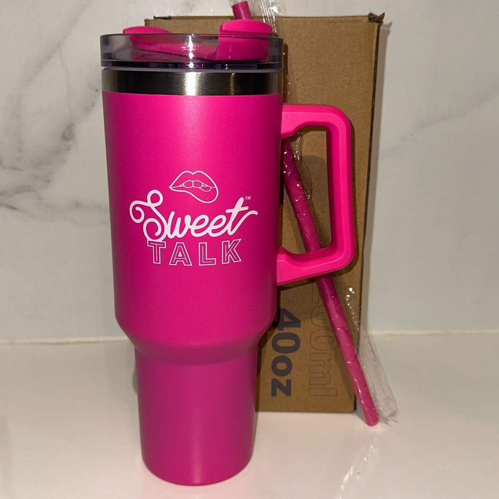 Sweet Talk Hot Pink Insulated Travel Mug with Handle